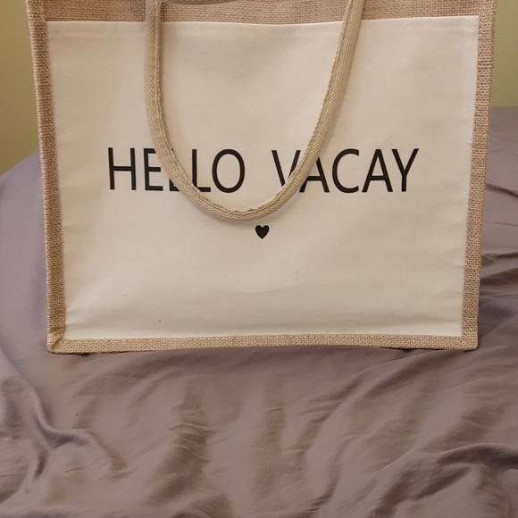 HELLO VACA BURLAP TOTE BAG - Picture 2 of 6